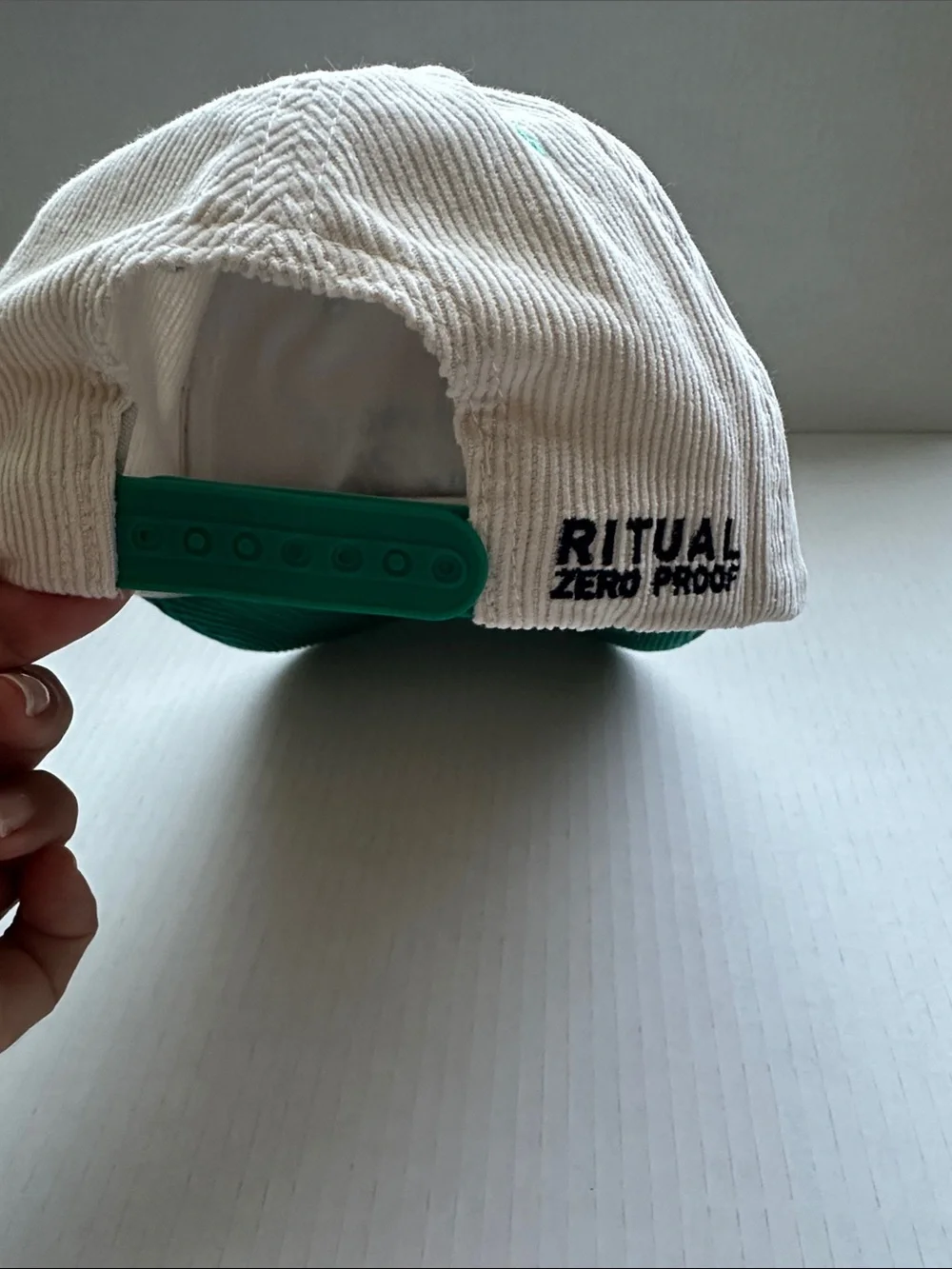 Zero Proof Two-Tone Corduroy Adjustable Cap - Cream & Green
